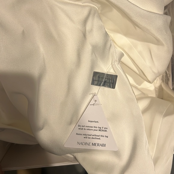 Nadine Merabi White Feather Pajamas bride wedding getting ready - Picture 7 of 9